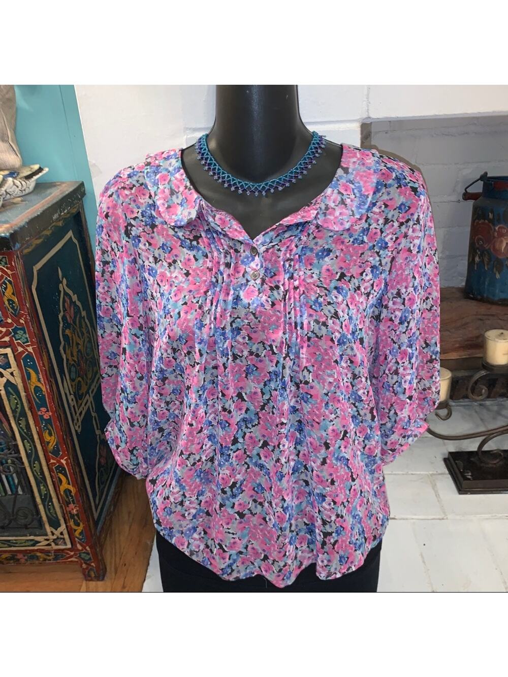 BOHO FLOATY FLORAL WILDFLOWER BLOUSE